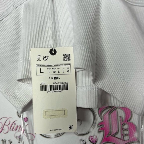 Zara tank top strappy new with tags dual strap white ribbed stretchy fabric - Picture 3 of 7